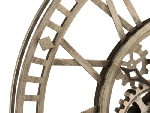 Klok Skeron Grijs wandklok met antieke look, zichtbare mechaniek en Romeinse cijfers