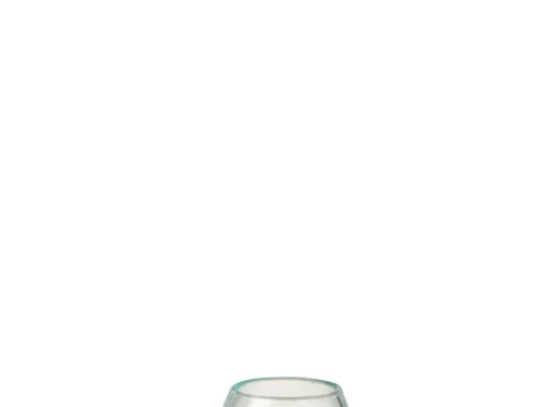 Vaas Skeendund glas bruin H11 cm met transparant glas en natuurlijke gamalhouten voet