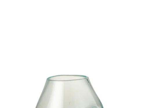 Kleidero bruine glasvaas met houten voet, 20 cm hoog, natuurlijke look en transparant accent