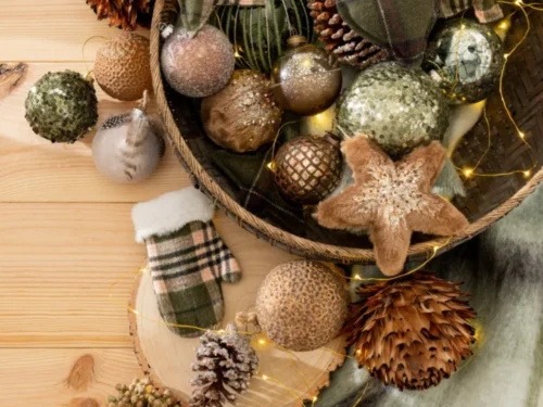 Kousenhanger Dadol groen met ruitmotief, set van 4, voor handschoenen en kousen in winterse woondecoratie