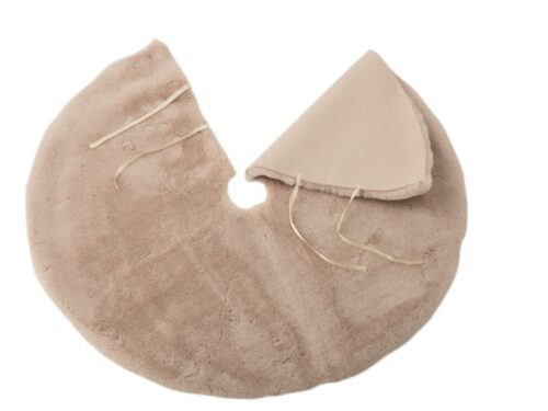 Hossun beige polyester kerstboomrok Ø90 cm met zachte, ronde afwerking en striklinten