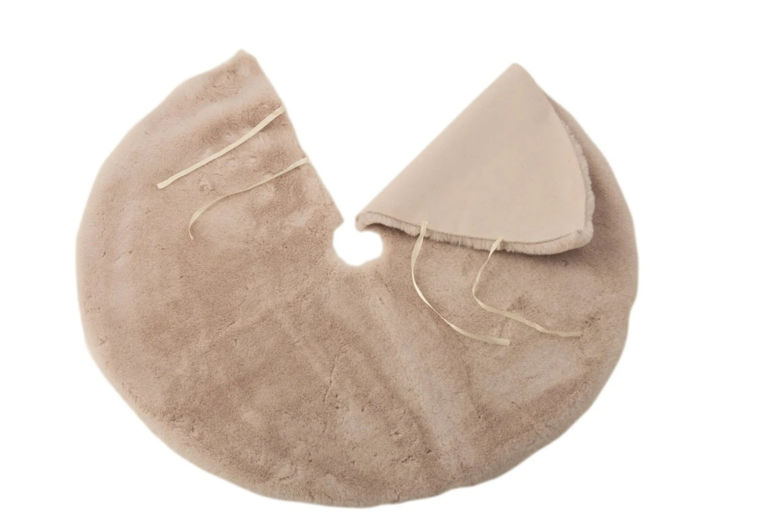 Hossun beige polyester kerstboomrok Ø90 cm met zachte, ronde afwerking en striklinten