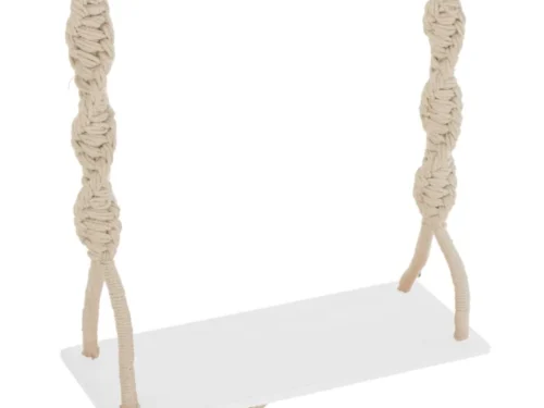 Woonaccessoire Gieltun beige boho-schommelset van katoen en hout met luchtige, natuurlijke uitstraling