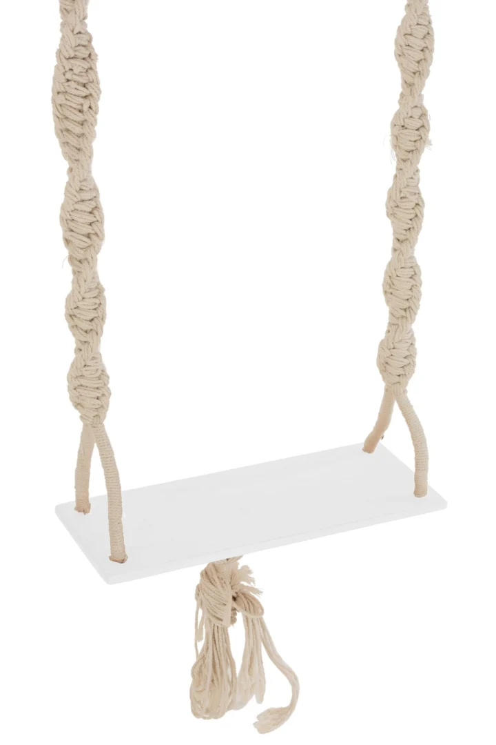 Woonaccessoire Gieltun beige boho-schommelset van katoen en hout met luchtige, natuurlijke uitstraling