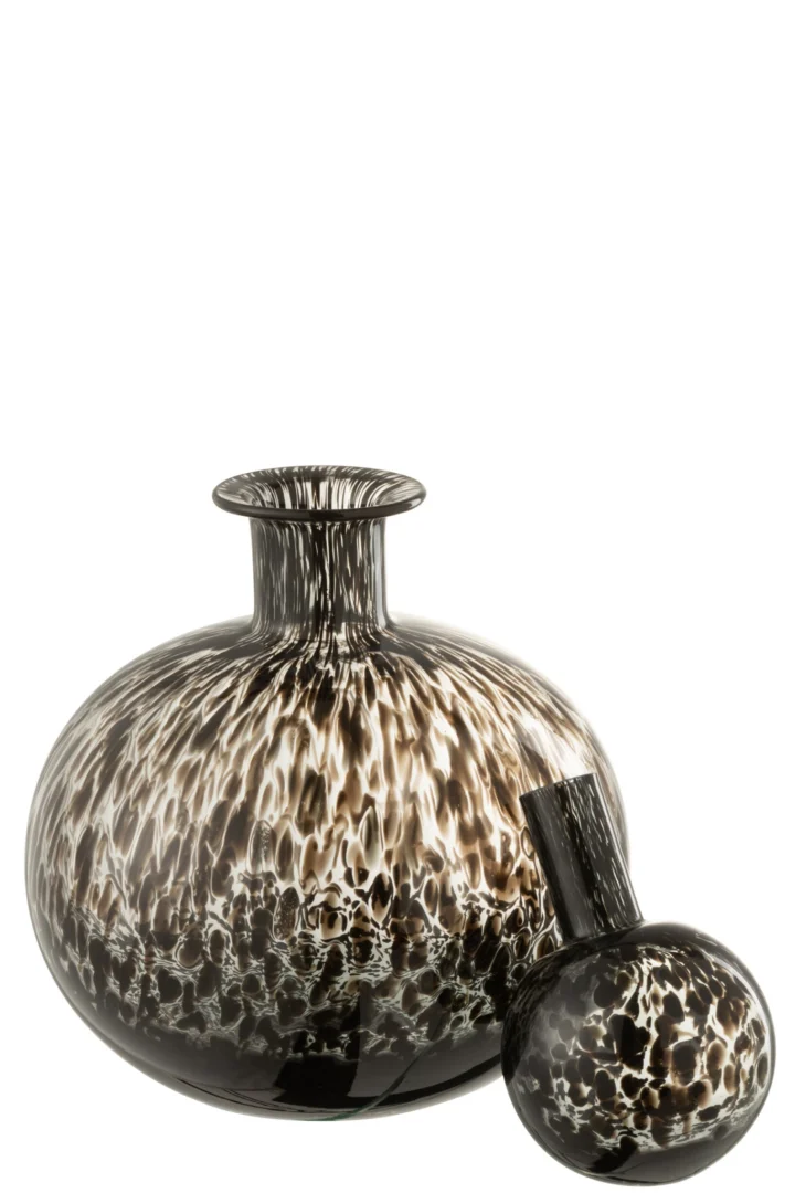 Decoratiefless Tierrora van zwart glas met ronde vorm en strak silhouet, stijlvol en decoratief