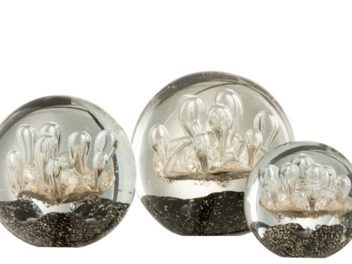 Presse-papier Traurmes Glas Zwart met zwarte basis en goudkleurige details, decoratieve glazen bol