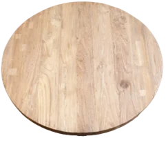 Rond Tafelblad Flesak Teak van gerecycled hout, licht geborsteld en stevig circa 5 cm dik