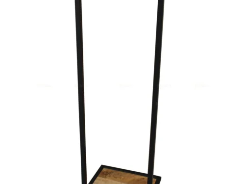 Wandplank Hoskal mangohout met zwart stalen frame en industriële uitstraling
