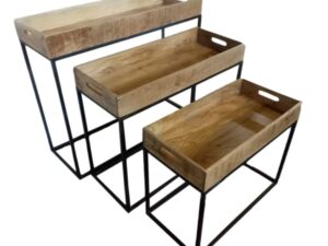 Bijzettafel Staumar Mangohout 55 cm - Set van 3