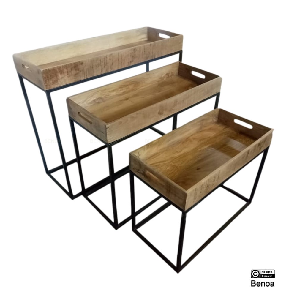 Bijzettafel Staumar Mangohout 55 cm - Set van 3