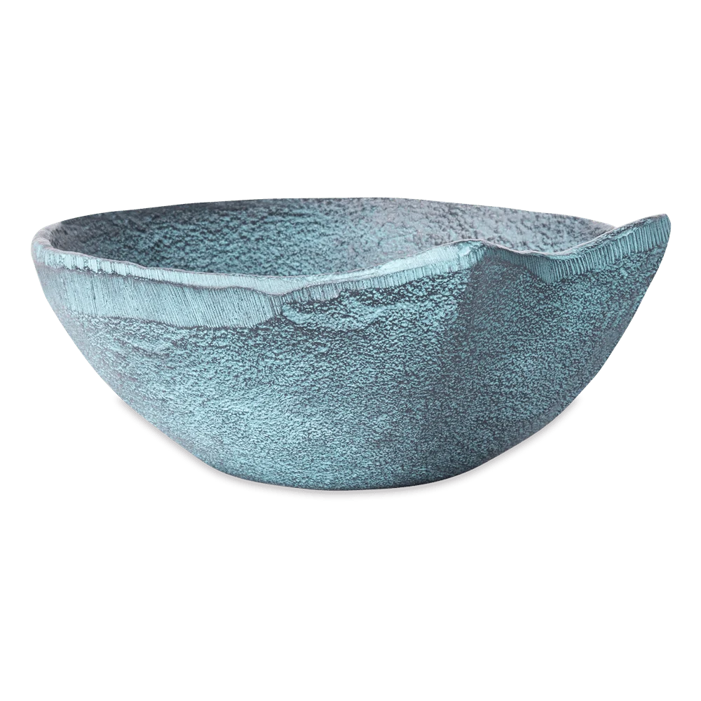 Schaal Leeboro Blauw, set van 4, met ruwe textuur en rustige blauwgroene kleur als decoratief woonaccessoire