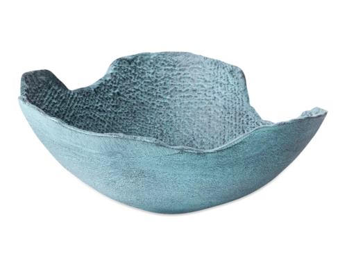 Schaal Fieltar blauw set van 4 met organische vorm en ruwe textuur voor een decoratieve tafelstyling