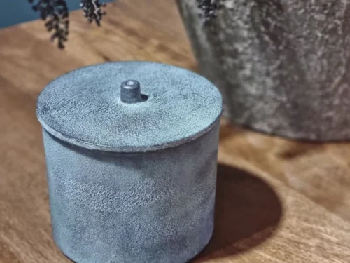 Tuldik opbergdoos, grijze ronde doos met deksel voor kleine spullen in huis, set van 4 afgeron