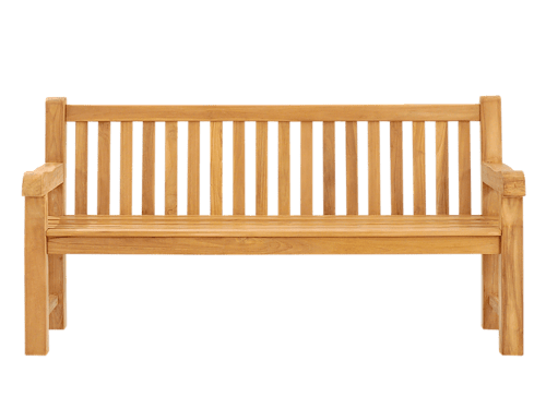 Tuinbank Saunnonte Teak, royale teakhouten parkbank met rechte rugleuning en armleuningen voor tuin of terras