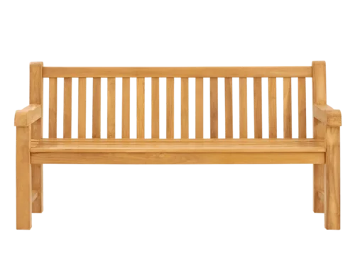 Tuinbank Saunnonte Teak, royale teakhouten parkbank met rechte rugleuning en armleuningen voor tuin of terras