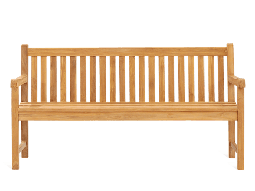 Tuinbank Fosu Hout, natuurlijke houten tuinbank met rechte leuningen en brede zitting, 170 cm breed