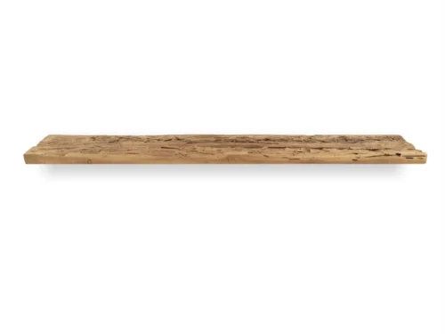 Wandplank Prunno van gerecycled teak met robuuste, slanke uitstraling en natuurlijke houtstructuur