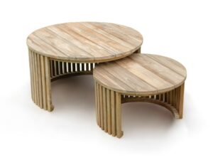 Bijzettafel Zasos Teak Ø77 cm - Set van 2