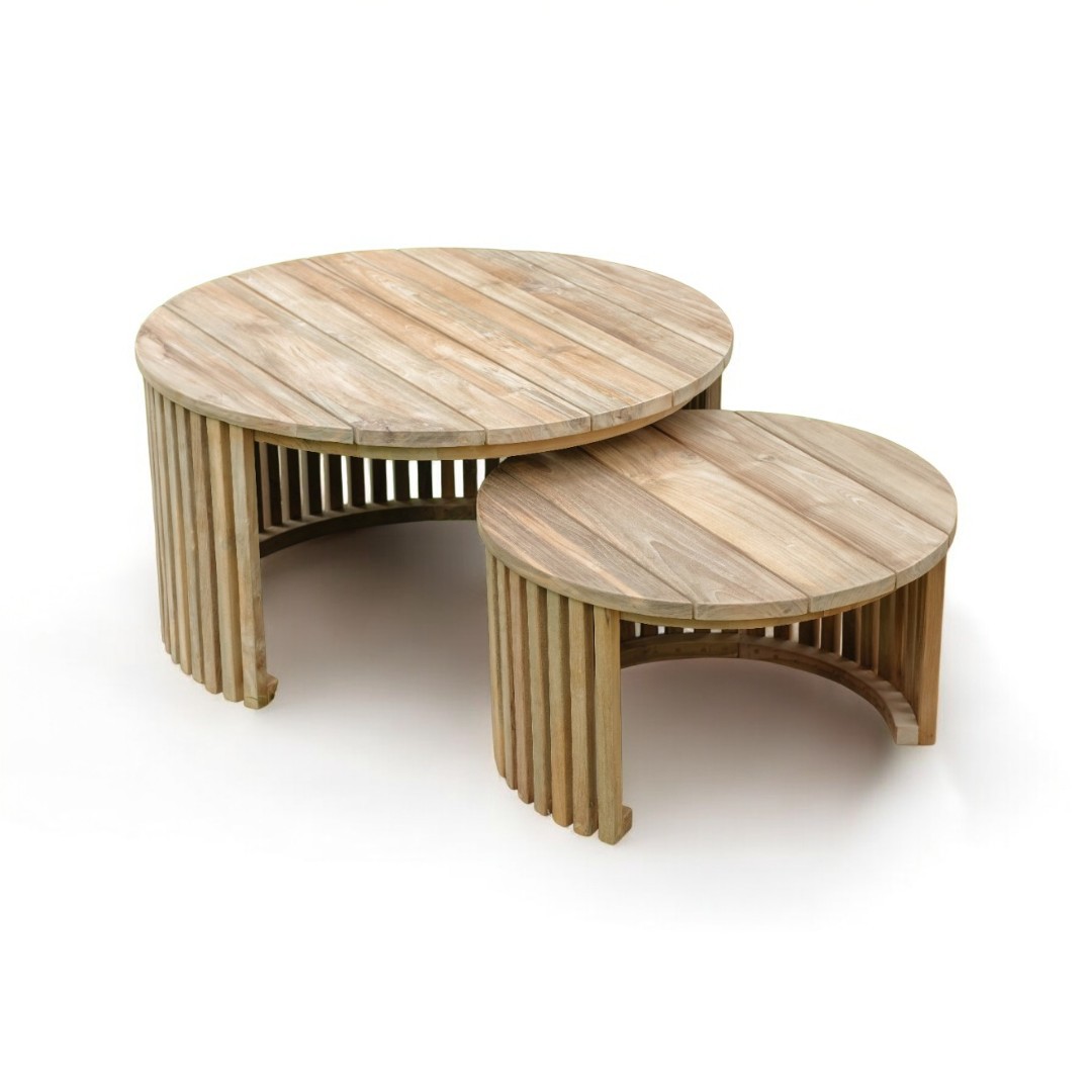 Bijzettafel Zasos Teak Ø77 cm - Set van 2