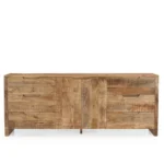 Dressoir Haassund van mangohout met zes lades en twee deuren, ruim opbergmeubel met natuurlijke houtlook