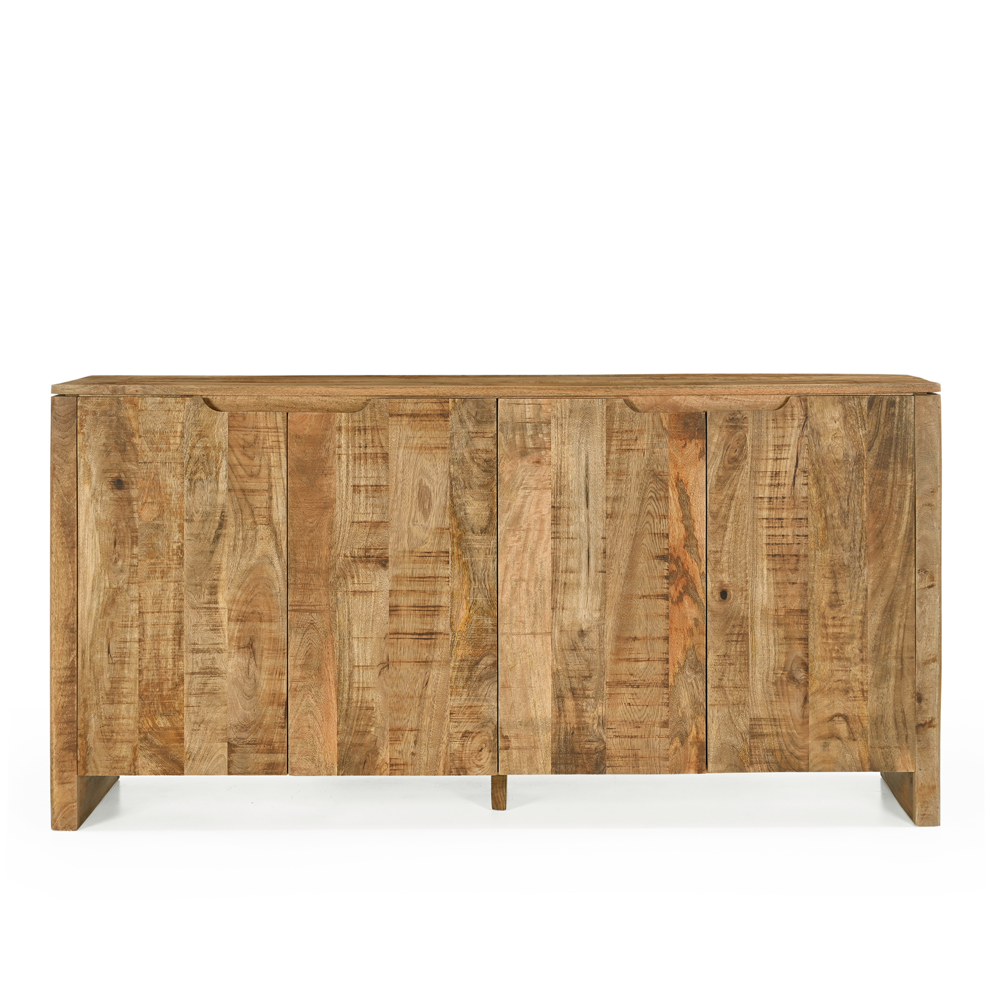 Dressoir Peernin van mangohout met 4 deuren en stoere houtnerf, breed en praktisch opbergmeubel