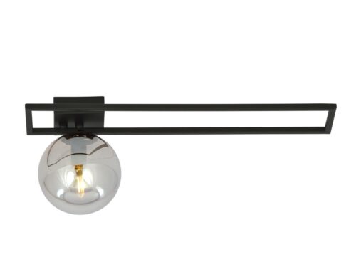 Plafondlamp Haundia zwart met grafietkleurige glazen kap, strak en minimalistisch, Ø14 cm