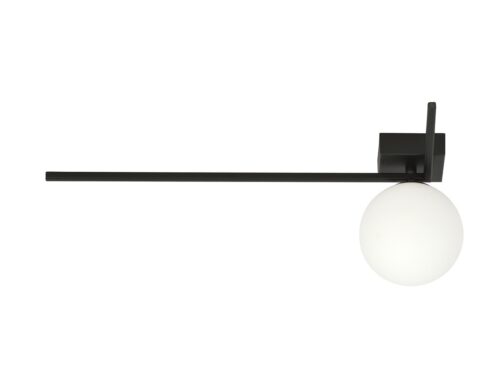 Plafondlamp Fleimand zwart met witte glazen kap Ø15 cm, strak en minimalistisch design