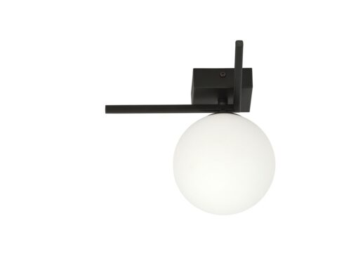 Plafondlamp Flaadira zwart Ø15 cm met wit glas en strak, minimalistisch design