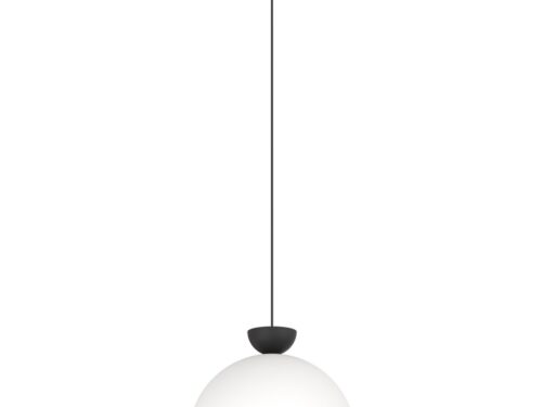 Hanglamp Dulak Wit Ø40 cm met witte hemisferische kap en verstelbare zwarte snoerlengte