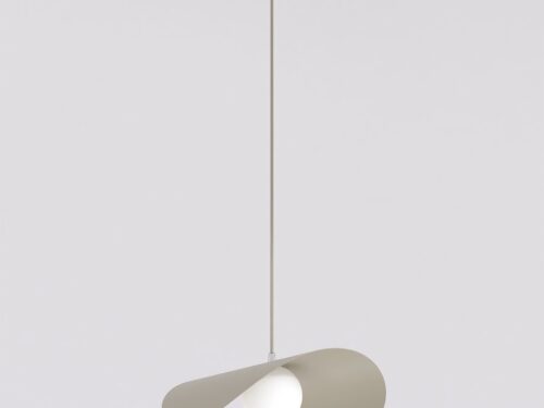 Hanglamp Gaarnello Beige Ø10 cm met organische vorm, witte lampenkap en verstelbare ophanging