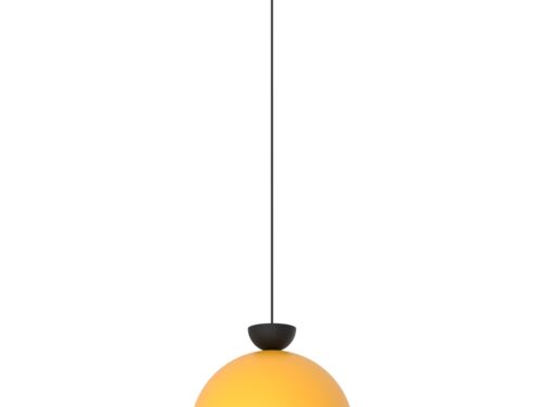 Hanglamp Caarnen Zwart Ø40 cm met oranje hemisferische kap en verstelbare ophanging
