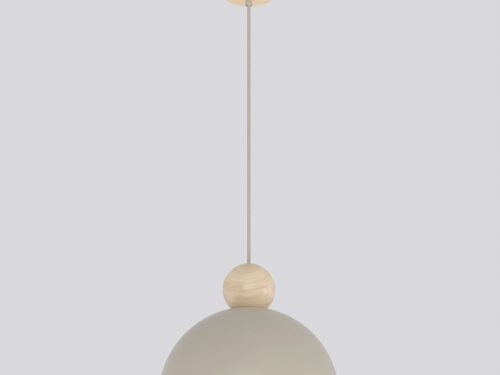Hanglamp Keekoro Beige met verstelbare hoogte, houtaccent en minimalistische Scandinavische uitstraling