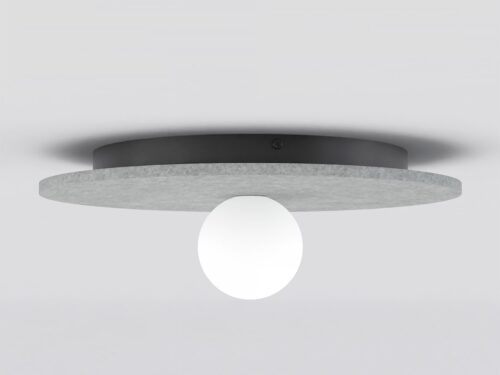 Plafondlamp Funsik Grijs met grijs vilt en staal, ronde plafondlamp met warme, rustige uitstraling