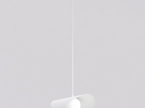 Hanglamp Ceeldun Wit Ø10 cm met witte stalen kap en glazen bol, modern en sculpturaal ontwerp