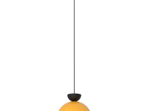 Hanglamp Brierrund Zwart Ø30 cm met oranje halve bolkap en verstelbare zwarte ophanging