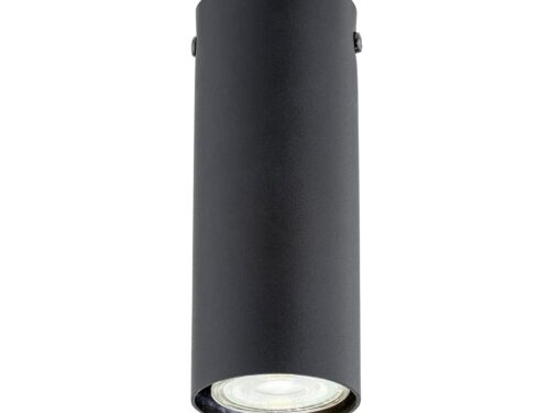 Plafondlamp Tobek Zwart, minimalistische zwarte cilinder van gepoedercoat staal met strakke afwerking