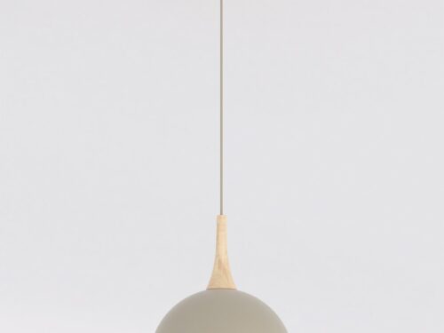 Hanglamp Kivonte Beige met Scandinavisch design, houten detail en grote doorschijnende kap