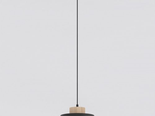 Hanglamp Murcia Zwart met houten detail en verstelbare ophanghoogte, Scandinavisch design