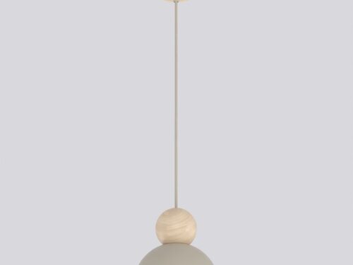 Hanglamp Fleltar Beige met verstelbare hoogte, houten accent en Scandinavische uitstraling