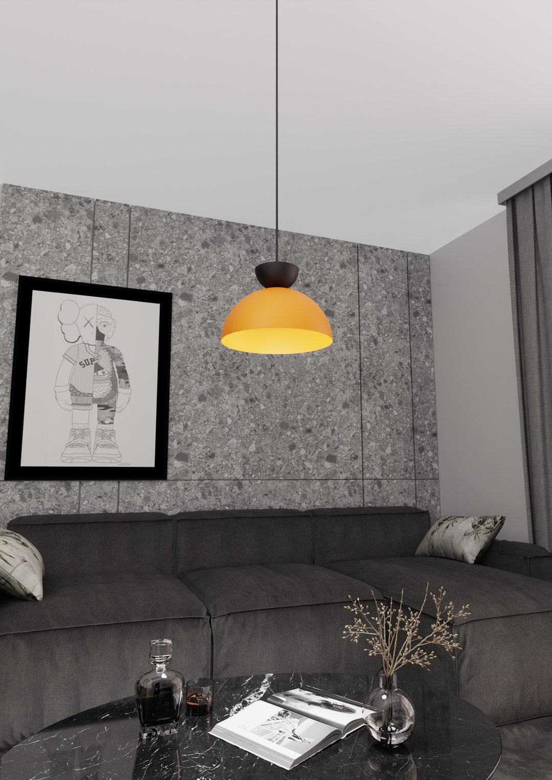 Hanglamp Brierrund Zwart Ø30 cm - Afbeelding 4