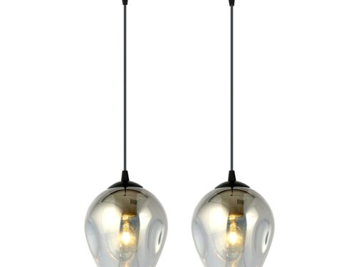 Hanglamp Prundora zwart Ø14 cm met 2 grafietglazen bollen en verstelbare hoogte