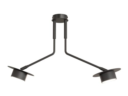 Plafondlamp Stierro Zwart met 2 richtbare spots en strak geometrisch ontwerp