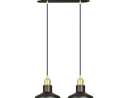 Hanglamp Trirnor Zwart met twee verstelbare pendels, open industriële vorm en gepoedercoat staal