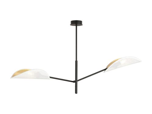 Plafondlamp Caamor zwart Ø12 cm met twee wit-gouden lampenkappen en modern design