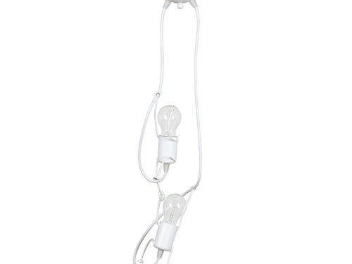 Hanglamp Beindund Wit, moderne witte hanglamp van gepoedercoat staal met twee fittingen en verstelbare kabels