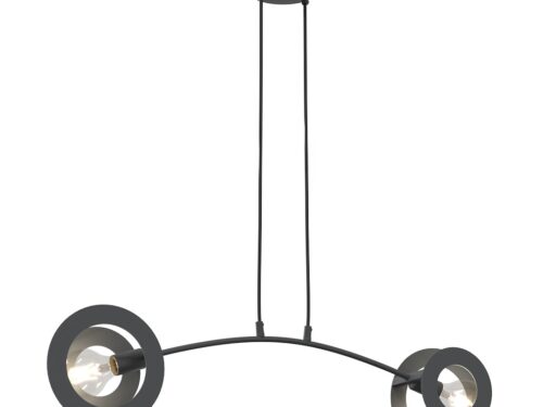 Hanglamp Kaasor zwart Ø20 cm met modern gebogen ontwerp en twee verstelbare lichtpunten