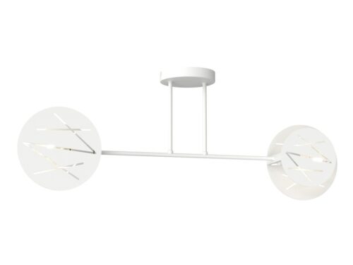 Kroonluchter Galde Wit Ø20 cm met geometrische kap en twee lichtpunten, moderne witte stalen hanglamp