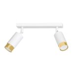 Plafondlamp Heerros Wit met twee verstelbare spots in wit en goud, moderne gerichte verlichting