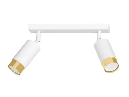 Plafondlamp Heerros Wit met twee verstelbare spots in wit en goud, moderne gerichte verlichting