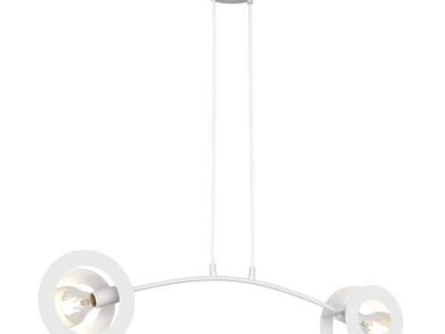 Hanglamp Skeellik Wit Ø20 cm met geometrisch ontwerp, verstelbare hoogte en twee E27-fittingen